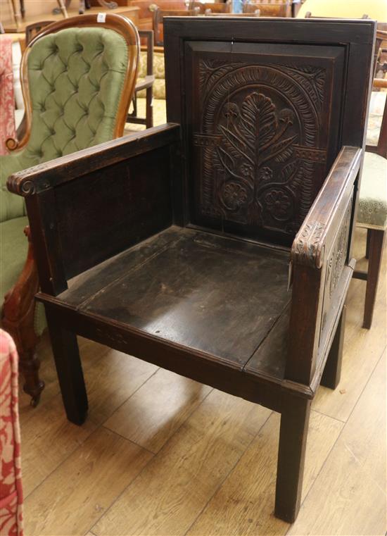 A carved oak chair